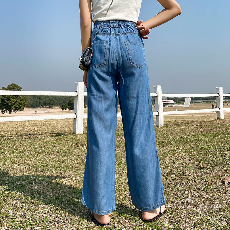 Straight high waist long pants loose slim jeans for women