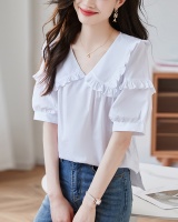 Loose short sleeve small shirt splice tops for women