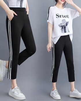 Thin ice silk casual pants split sweatpants for women