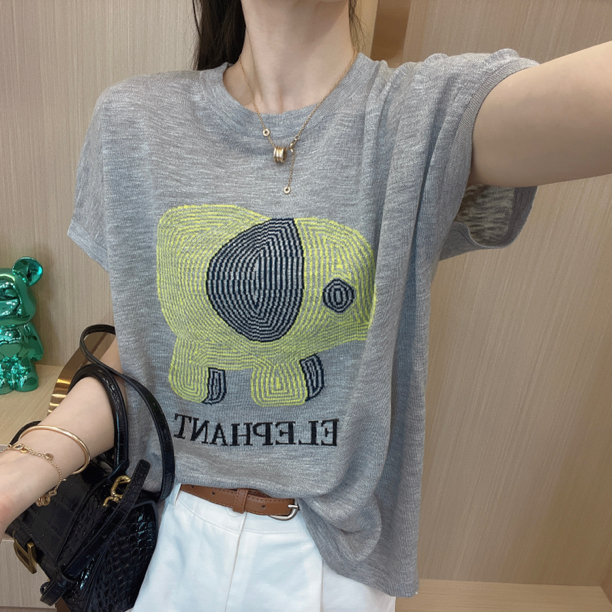 Loose short sleeve T-shirt pure cotton tops for women