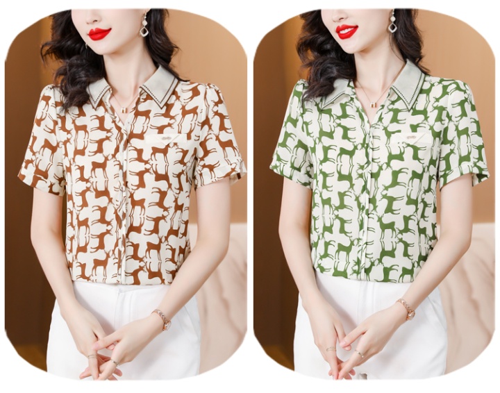 Colors chiffon shirt short sleeve summer tops for women