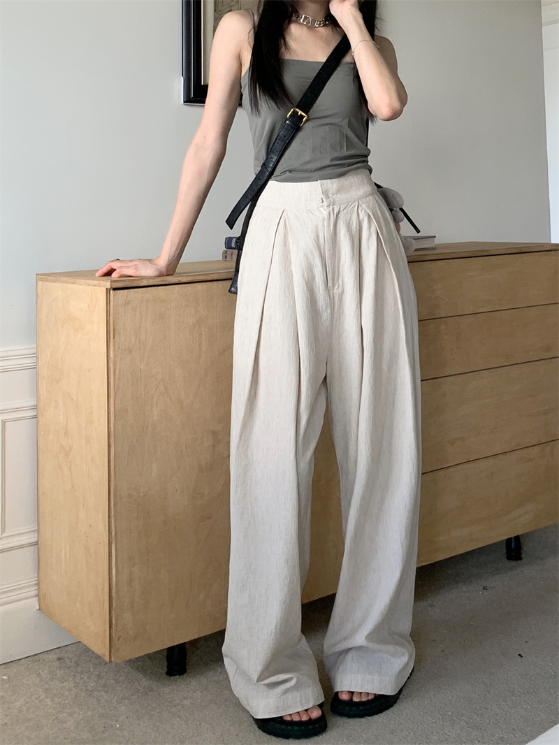 Mopping high waist Casual lazy flax all-match drape pants