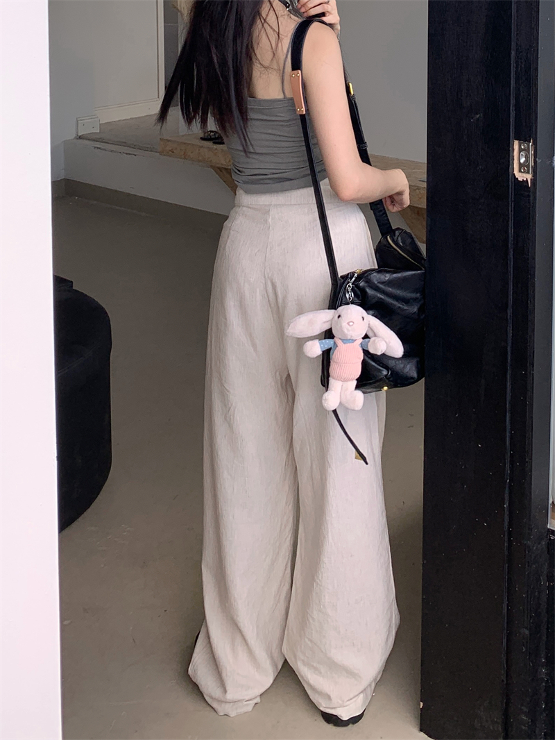 Mopping high waist Casual lazy flax all-match drape pants