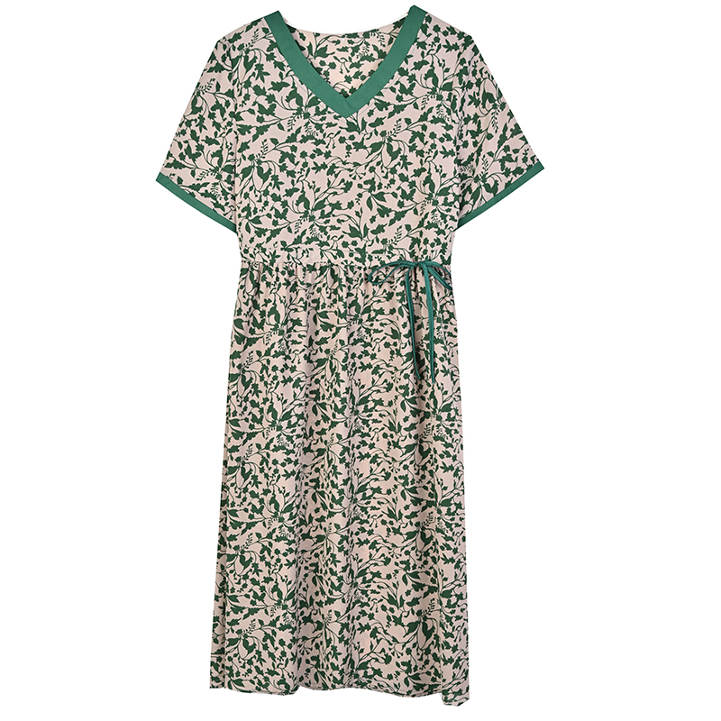 Cotton linen chiffon silk summer dress for women
