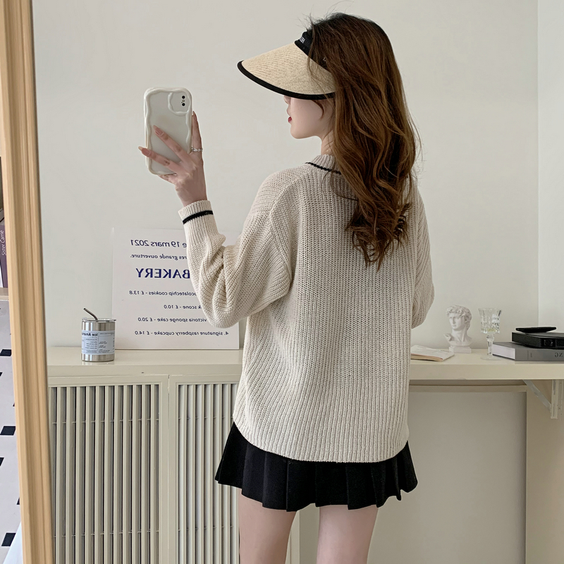Korean style slim cardigan splice sweater for women