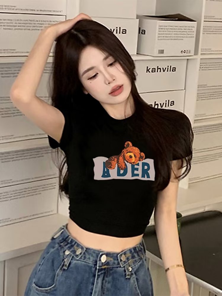 Korean style printing T-shirt cubs short tops