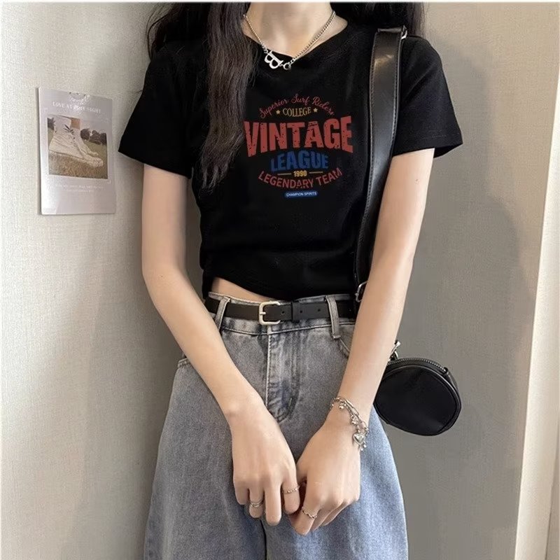 Korean style short sleeve tops summer slim T-shirt for women