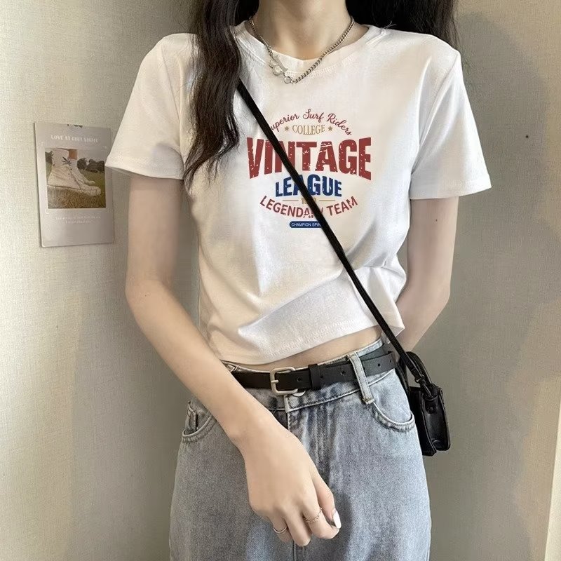 Korean style short sleeve tops summer slim T-shirt for women