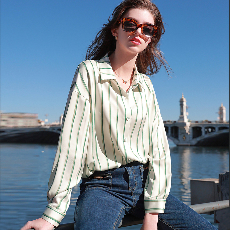 Stripe lazy simple shirt refreshing autumn tops for women