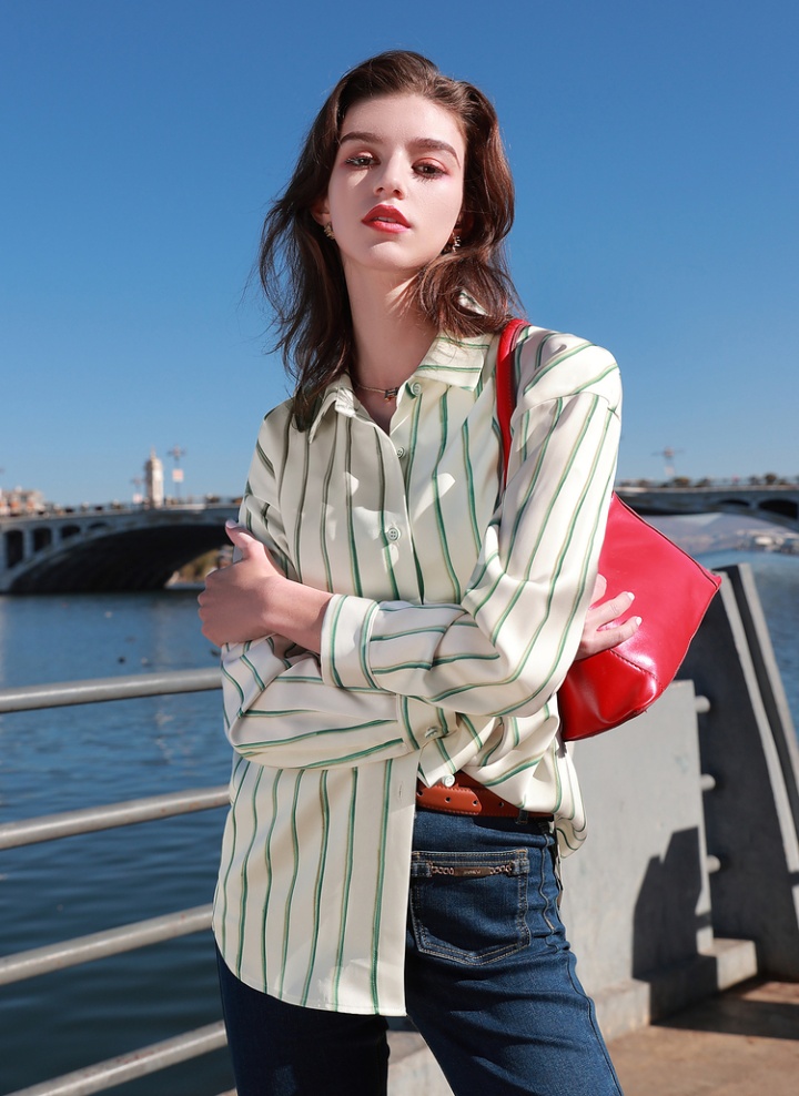 Stripe lazy simple shirt refreshing autumn tops for women