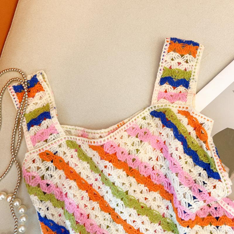 Hollow summer vest knitted sleeveless tops for women