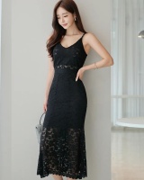 Temperament lace Korean style elegant summer sexy sling dress