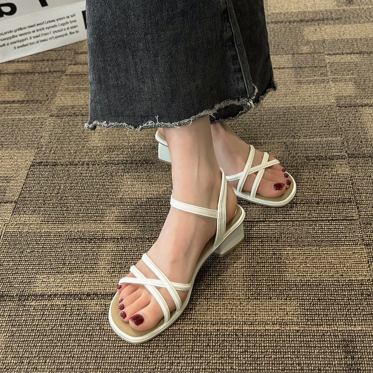 Summer fashion middle-heel square head sandals for women