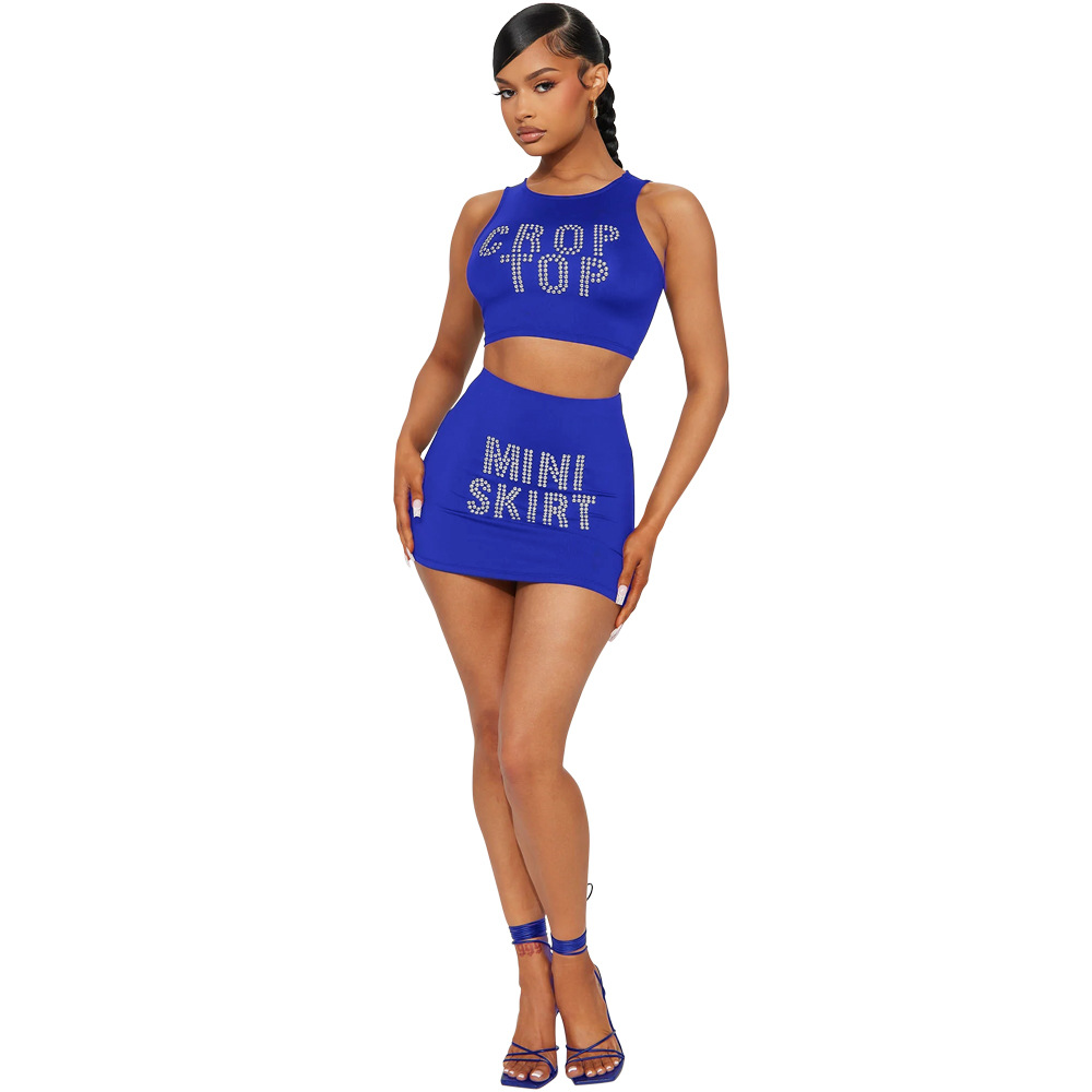 Sexy tops short short skirt 2pcs set for women