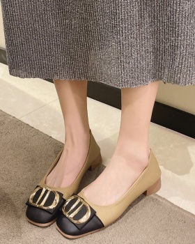 Spring and autumn low shoes square head peas shoes for women