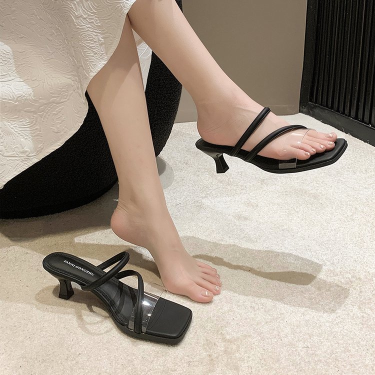 Fine-root fish mouth slippers fashion shoes