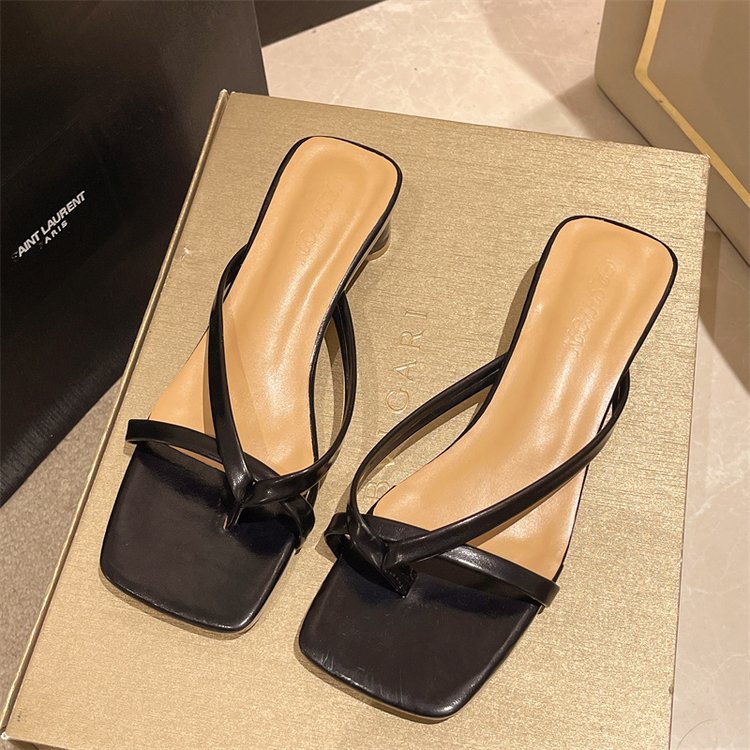 Thick Korean style slippers fashion middle-heel shoes