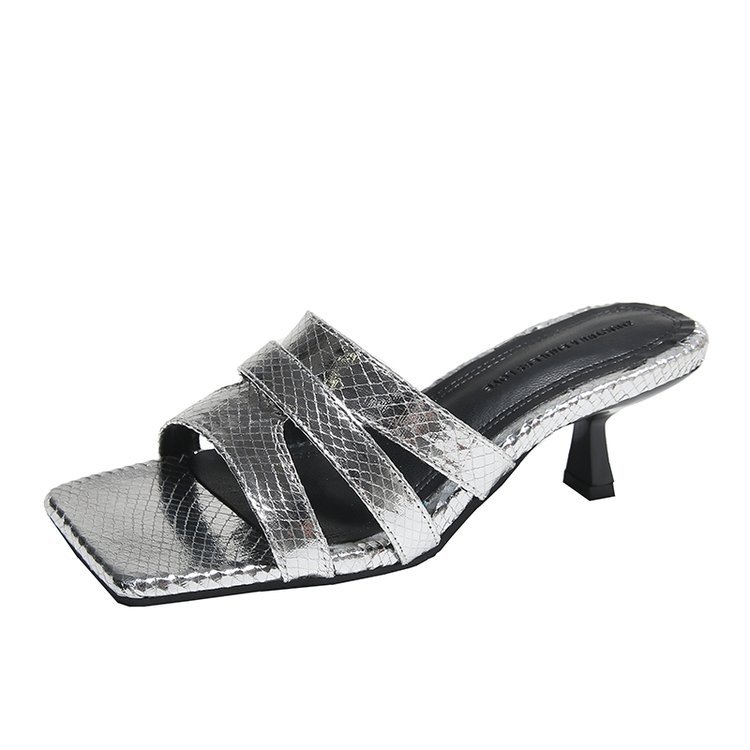 Middle-heel shoes fish mouth slippers for women