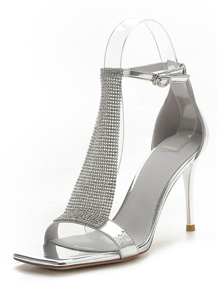 Rhinestone summer sandals banquet high-heeled shoes for women