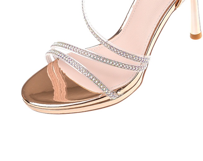Rhinestone fine-root summer sandals sexy high-heeled shoes