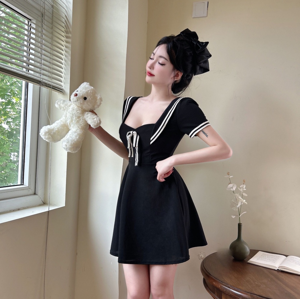 College style navy style dress fashion pure Woolen dress