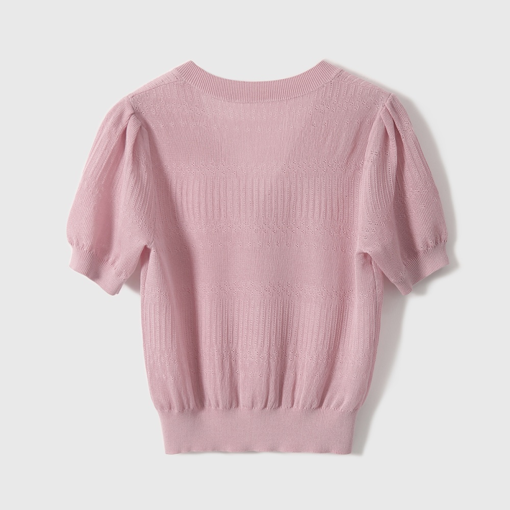 Pullover silk T-shirt knitted small shirt