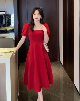 Summer pinched waist square collar dress for women