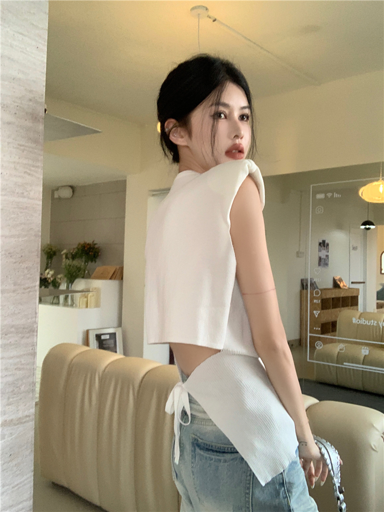 Spicegirl sleeveless tops short slim T-shirt for women