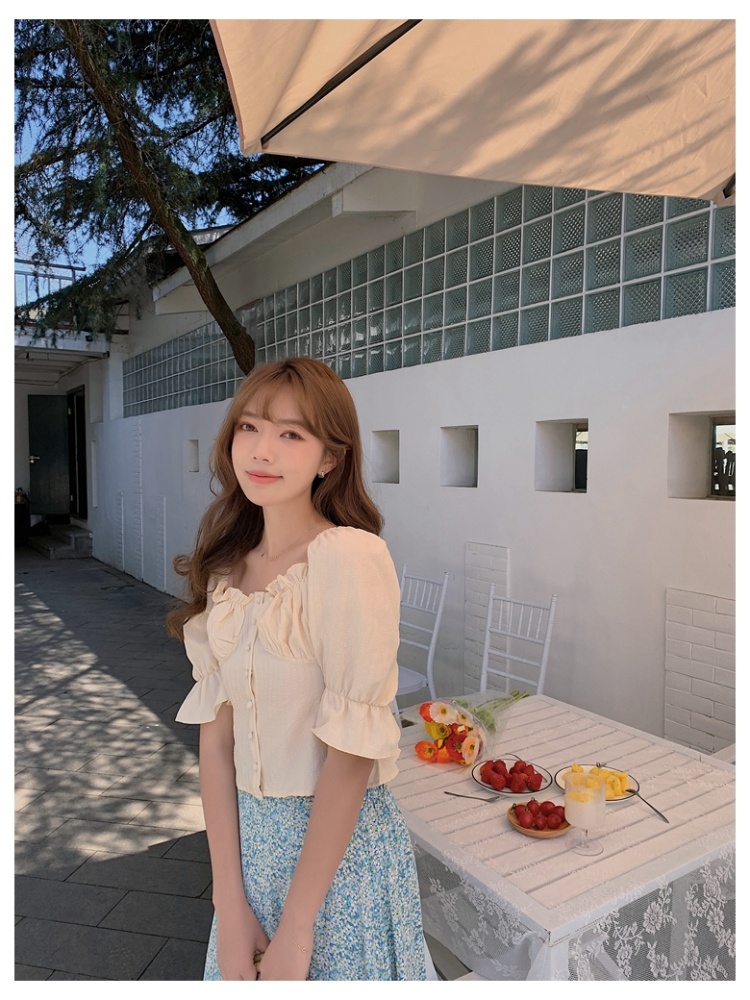 Lace summer pure Korean style tops for women