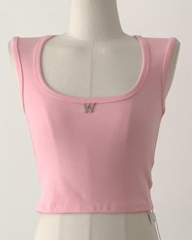 Slim wide shoulder strap sling tops summer letters vest