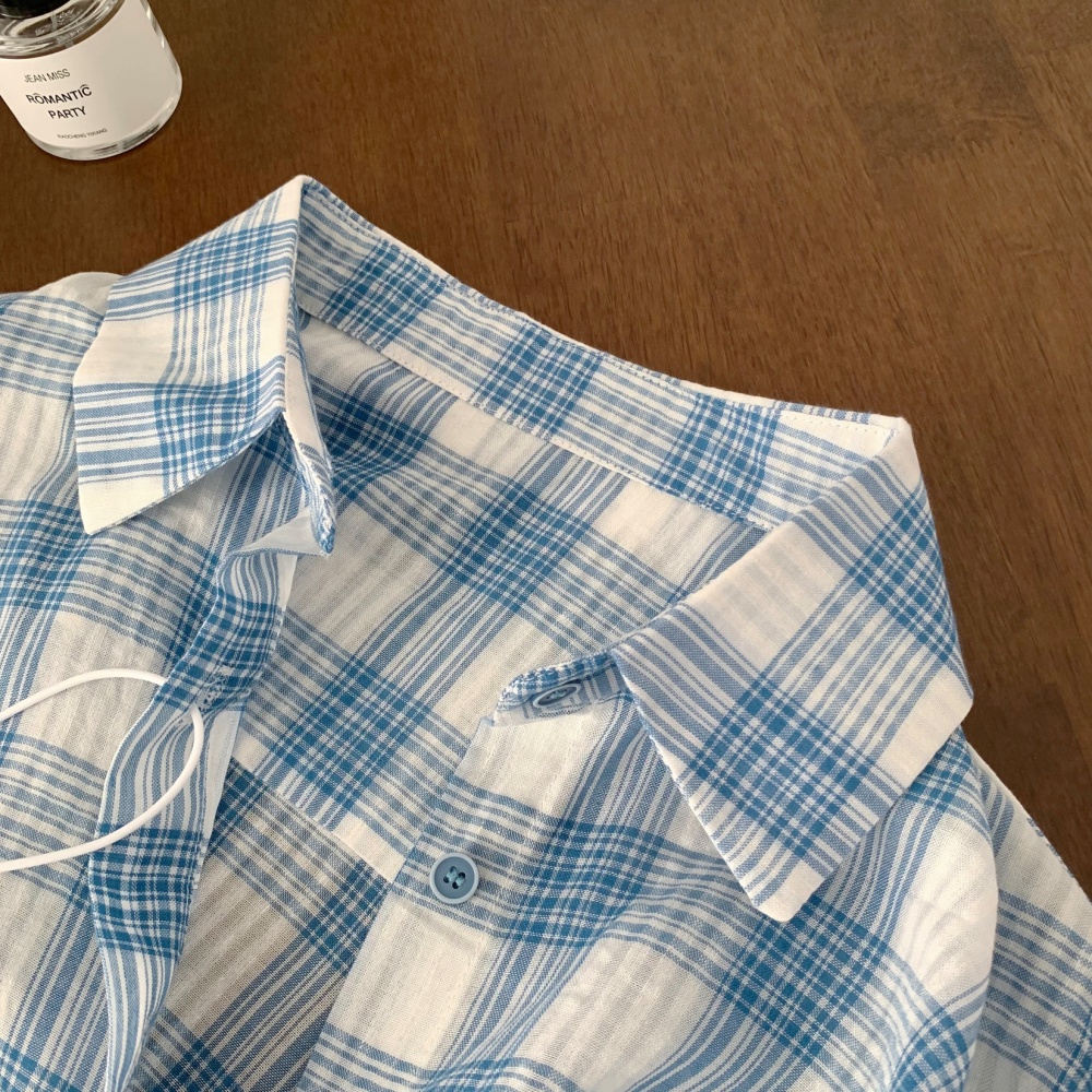 Bubble big Casual coat plaid cotton loose shirt