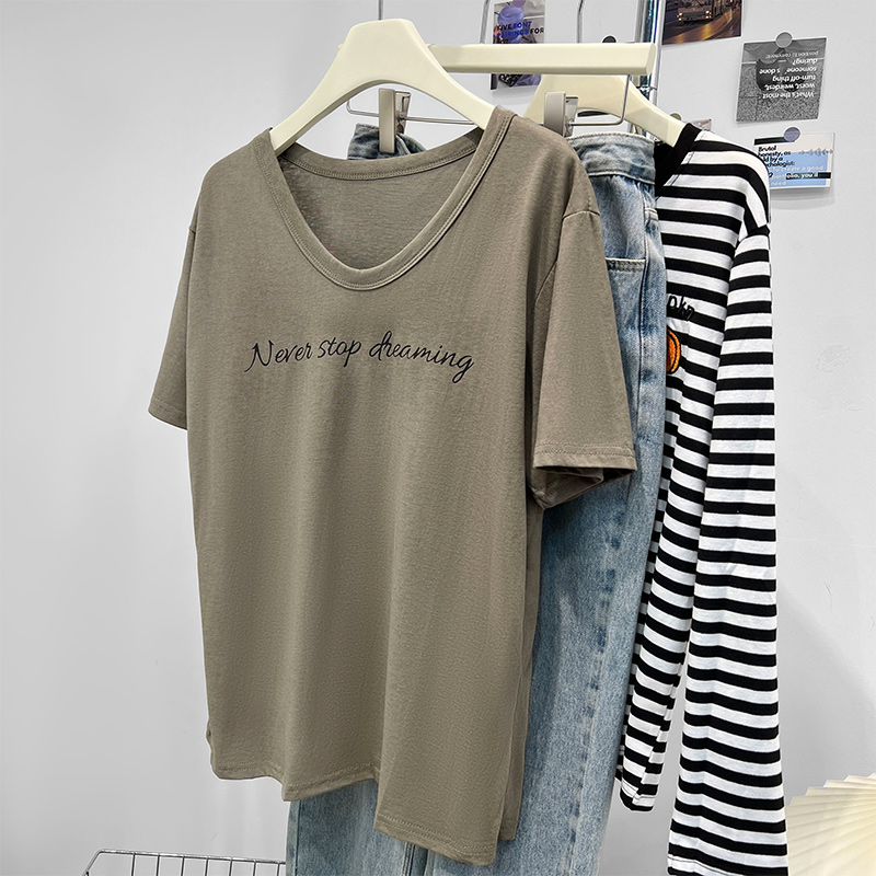 Printing short sleeve T-shirt all-match tops for women