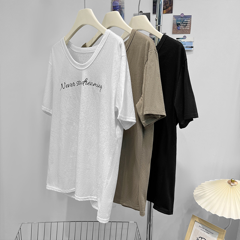 Printing short sleeve T-shirt all-match tops for women