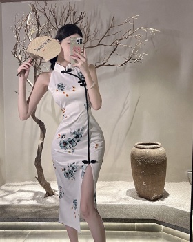 Retro long dress elegant Chinese style cheongsam