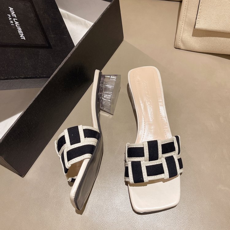 Korean style slippers square head shoes for women