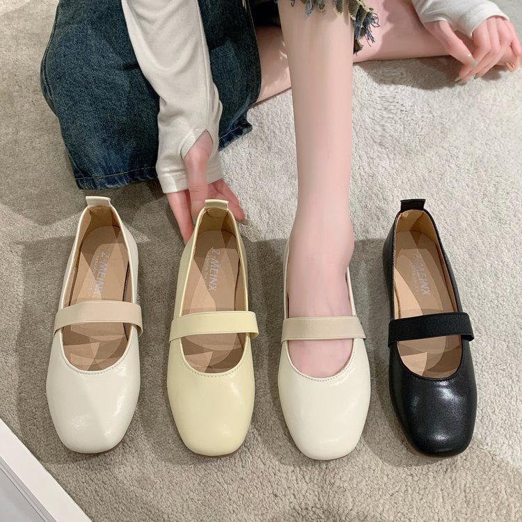 Elastic leather shoes small shoes for women