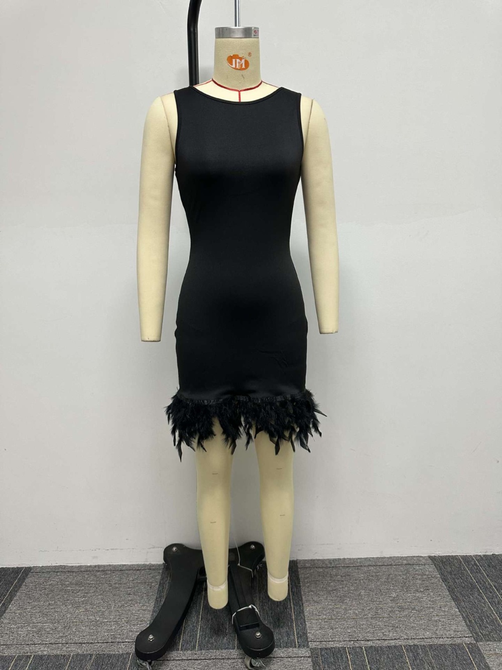 European style slim fashion vest feather pure dress
