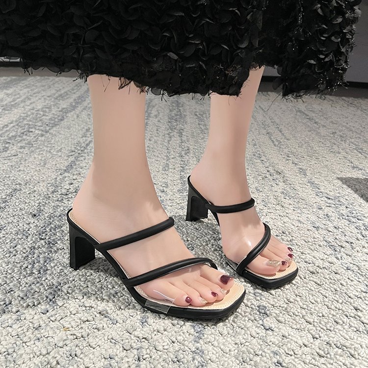 Summer square head slippers thick Korean style shoes