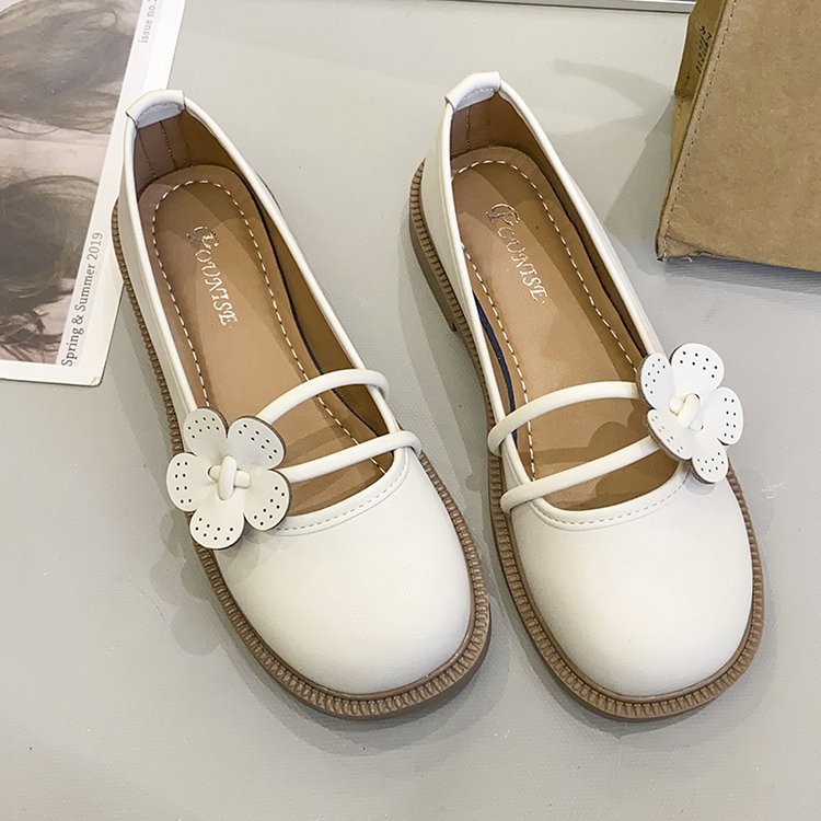 Small low shoes British style flowers leather shoes