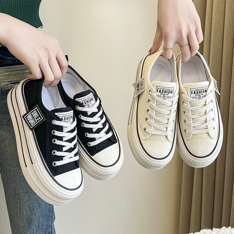 Low thick crust shoes Casual canvas shoes for women