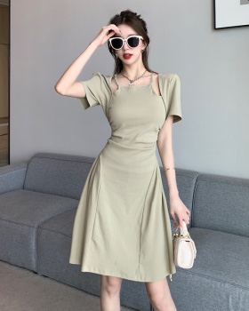Pseudo-two slim Western style temperament summer dress for women