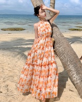Vacation strapless dress France style seaside long dress