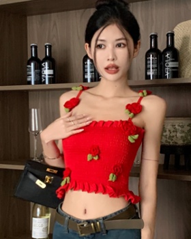 Slim spicegirl short tops red France style sling vest