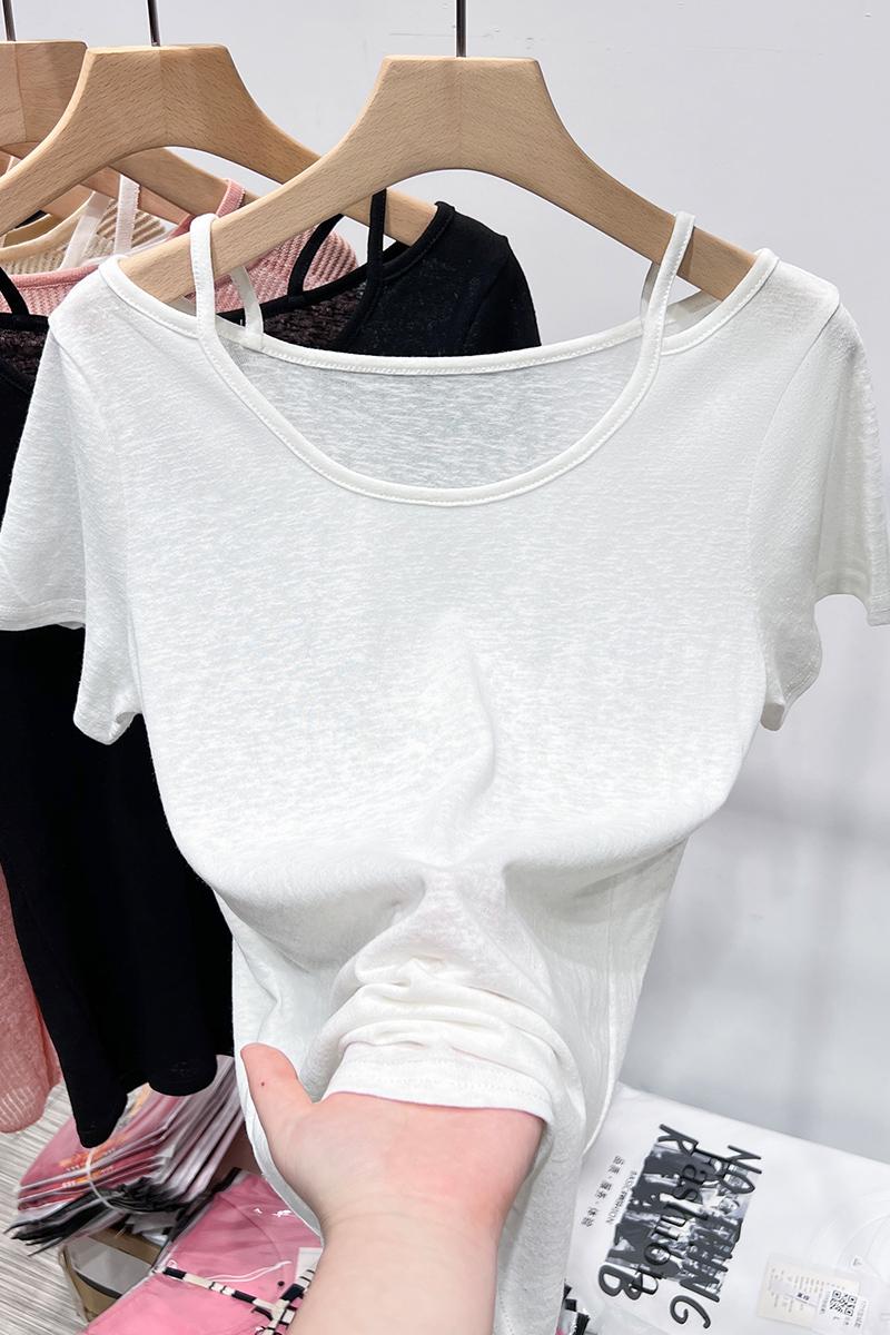 Thin short sleeve loose T-shirt slim cotton summer tops