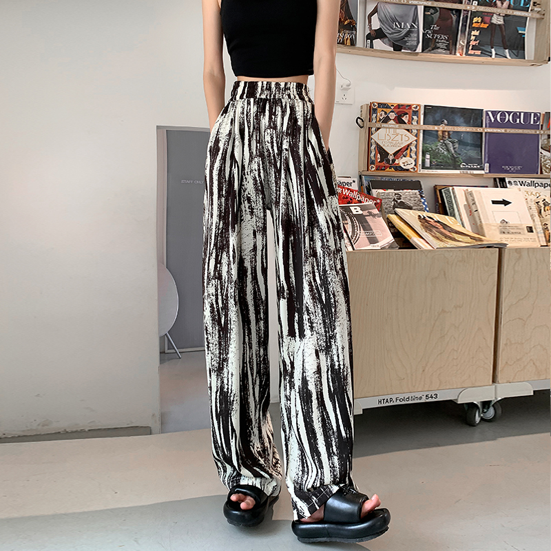 Lazy Casual thin wide leg pants slim high waist pants