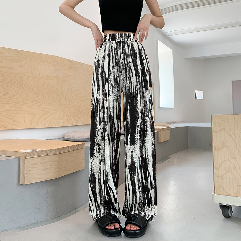 Lazy Casual thin wide leg pants slim high waist pants