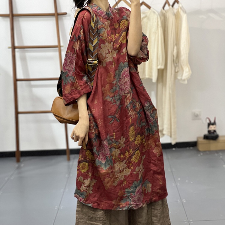 Chinese style printing national style long art dress