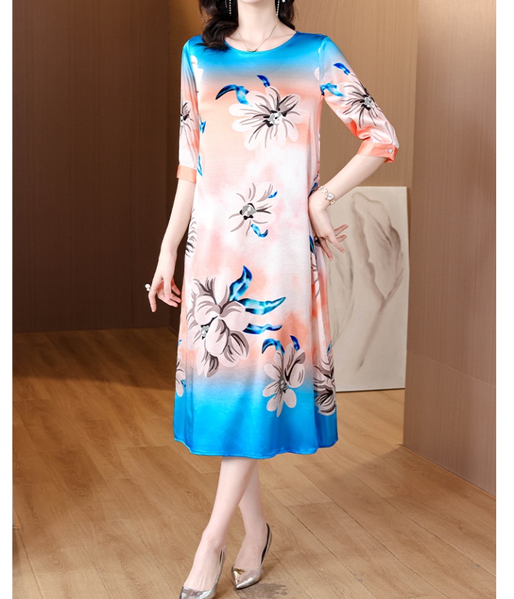 Frenum short sleeve real silk dress for women