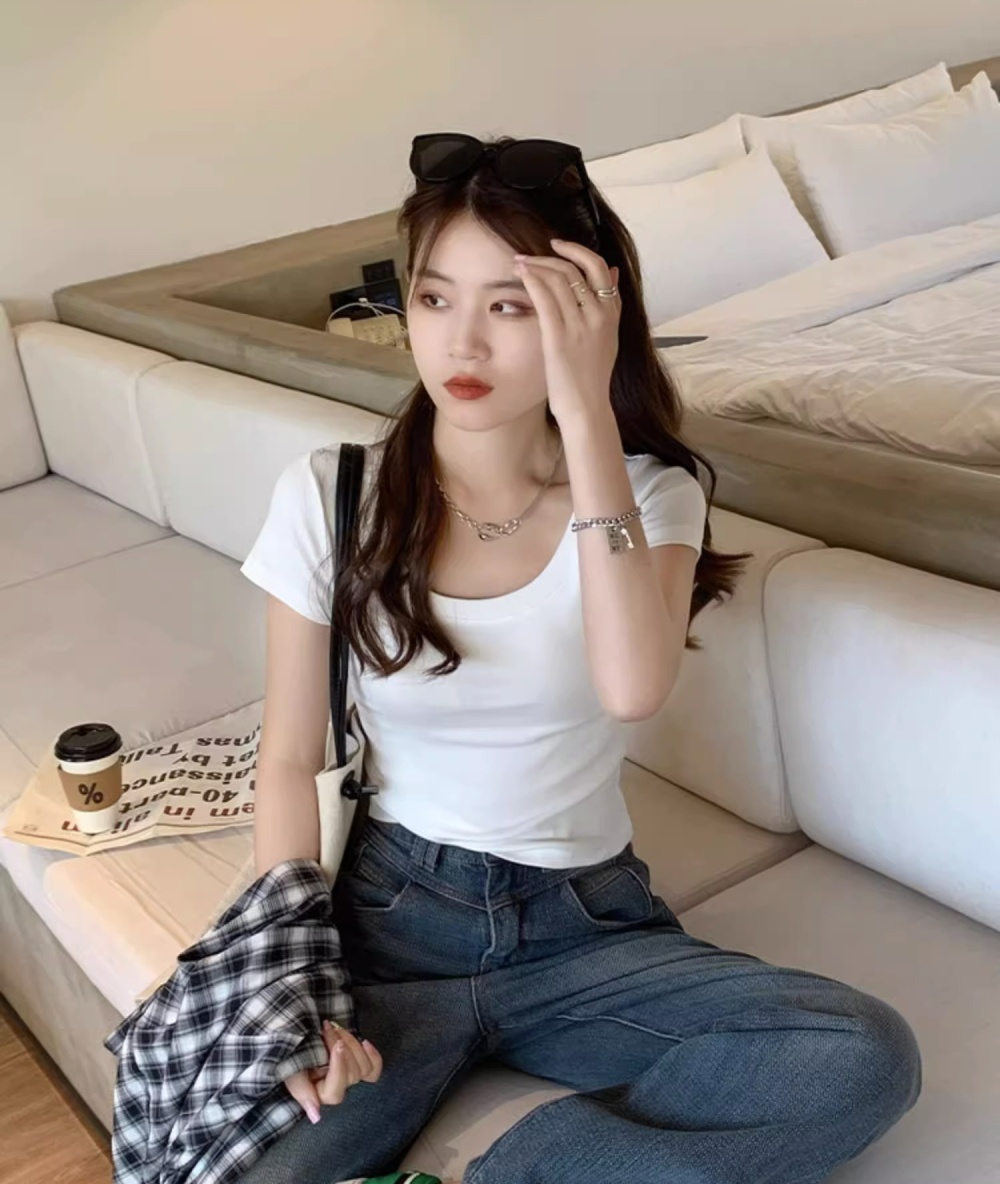 Korean style T-shirt short tops for women