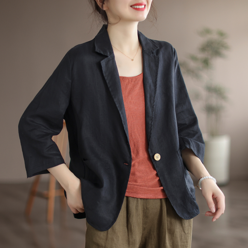 Short sleeve Casual business suit cotton linen tops